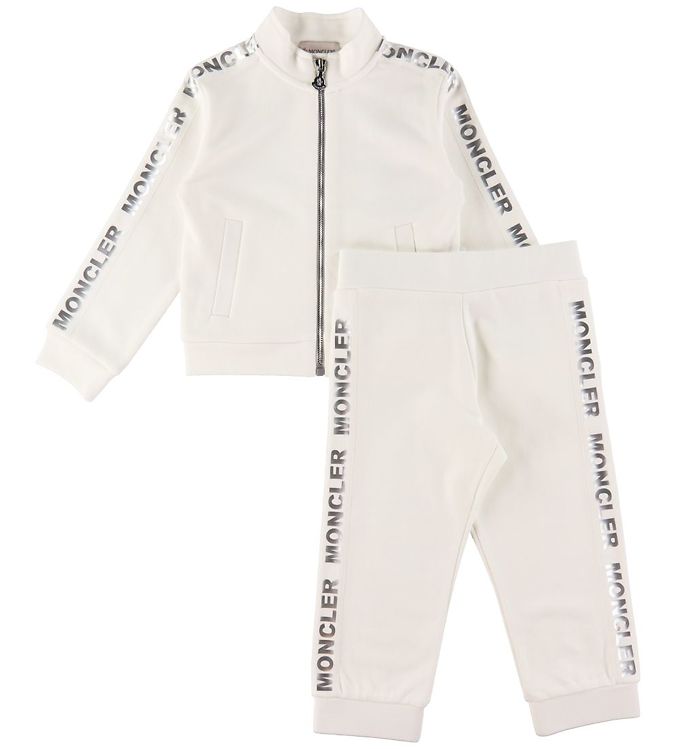 Moncler Sweatsæt Cardigan Sweatpants Hvid Sølv