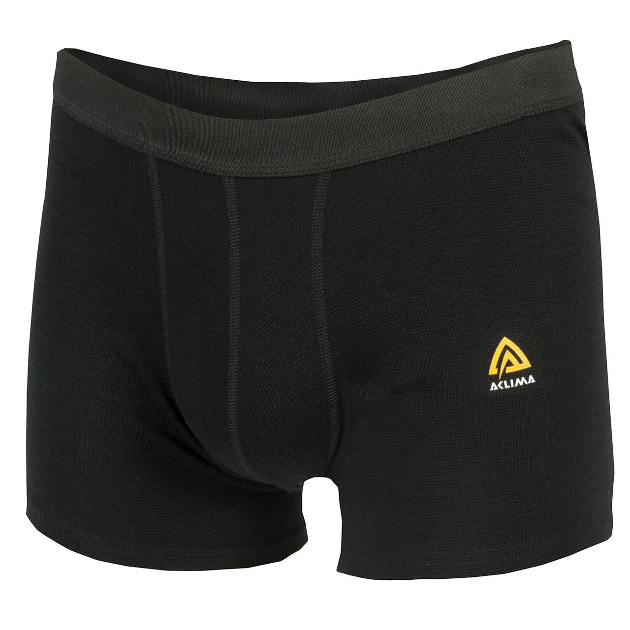 Aclima Mens Warmwool Boxer Shorts Sort Jet Black Small
